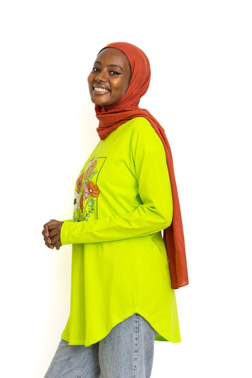 Lime Punch Printed Long - Sleeve Design 16 - Khotwh